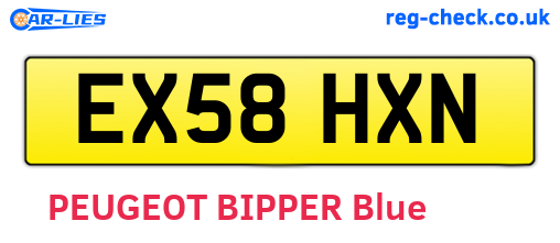 EX58HXN are the vehicle registration plates.