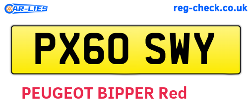 PX60SWY are the vehicle registration plates.