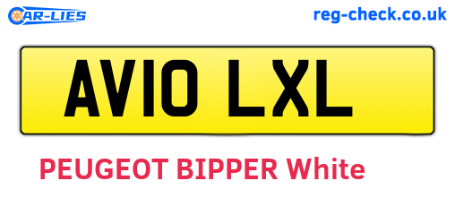 AV10LXL are the vehicle registration plates.
