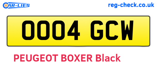 OO04GCW are the vehicle registration plates.