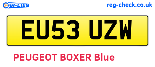 EU53UZW are the vehicle registration plates.