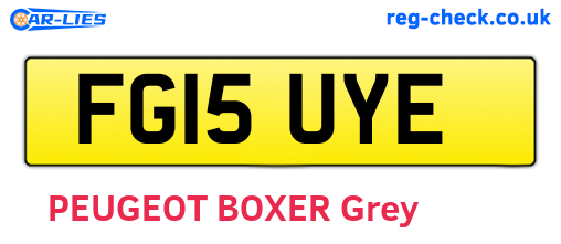 FG15UYE are the vehicle registration plates.