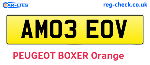 AM03EOV are the vehicle registration plates.