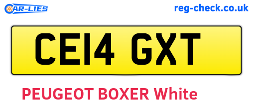 CE14GXT are the vehicle registration plates.