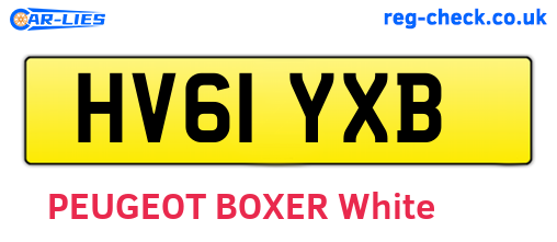 HV61YXB are the vehicle registration plates.
