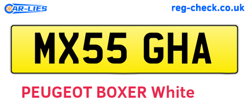 MX55GHA are the vehicle registration plates.