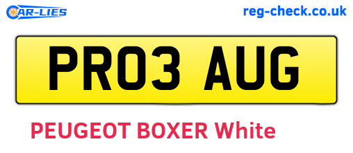 PR03AUG are the vehicle registration plates.
