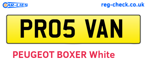 PR05VAN are the vehicle registration plates.
