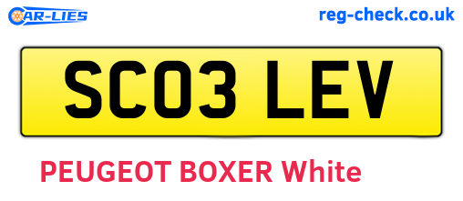 SC03LEV are the vehicle registration plates.