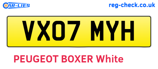 VX07MYH are the vehicle registration plates.