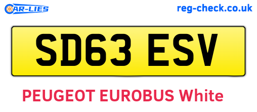 SD63ESV are the vehicle registration plates.