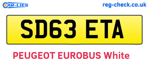 SD63ETA are the vehicle registration plates.