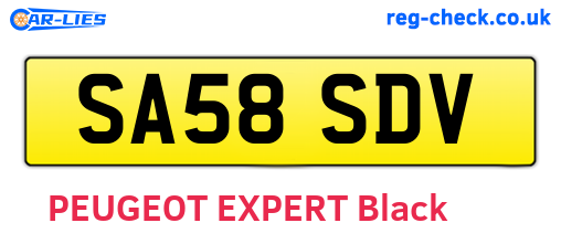 SA58SDV are the vehicle registration plates.