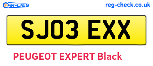 SJ03EXX are the vehicle registration plates.