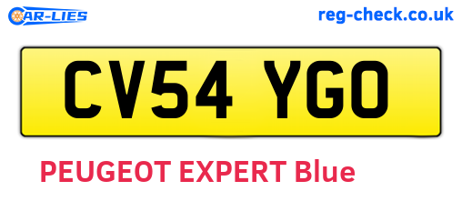 CV54YGO are the vehicle registration plates.