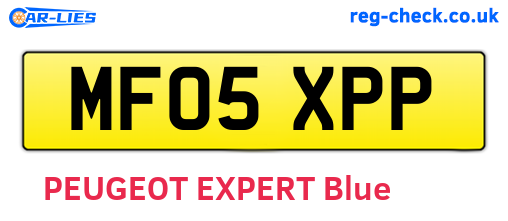 MF05XPP are the vehicle registration plates.