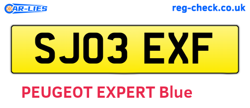 SJ03EXF are the vehicle registration plates.
