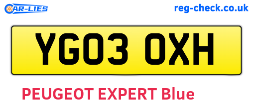 YG03OXH are the vehicle registration plates.