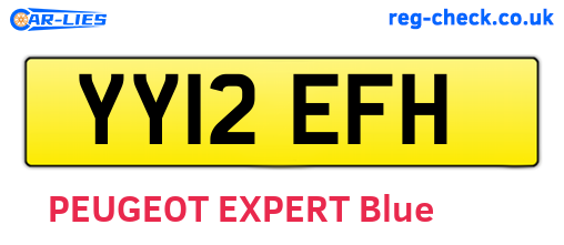 YY12EFH are the vehicle registration plates.