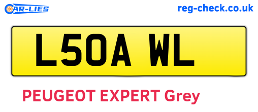 L50AWL are the vehicle registration plates.