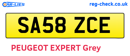SA58ZCE are the vehicle registration plates.