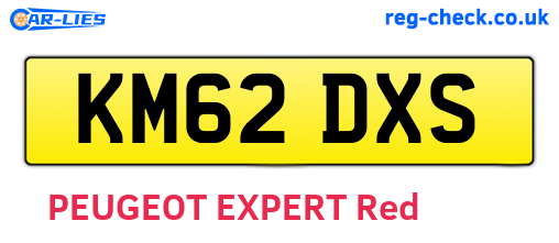 KM62DXS are the vehicle registration plates.