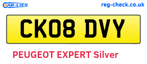 CK08DVY are the vehicle registration plates.