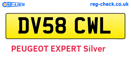 DV58CWL are the vehicle registration plates.
