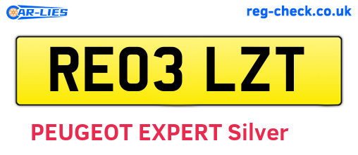 RE03LZT are the vehicle registration plates.
