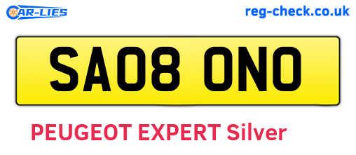 SA08ONO are the vehicle registration plates.
