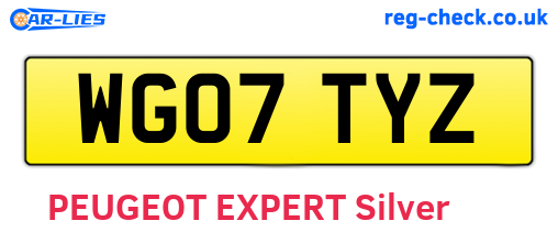 WG07TYZ are the vehicle registration plates.