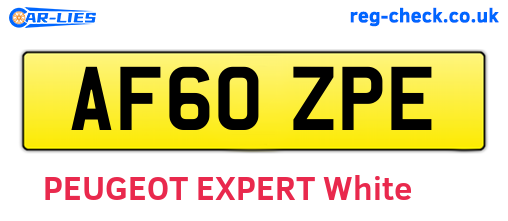 AF60ZPE are the vehicle registration plates.