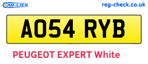 AO54RYB are the vehicle registration plates.