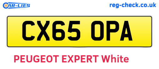 CX65OPA are the vehicle registration plates.