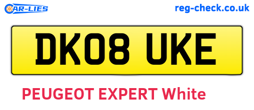 DK08UKE are the vehicle registration plates.