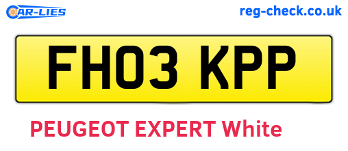 FH03KPP are the vehicle registration plates.
