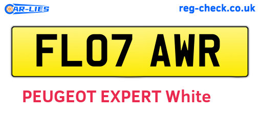 FL07AWR are the vehicle registration plates.