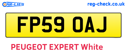 FP59OAJ are the vehicle registration plates.