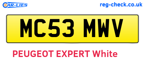MC53MWV are the vehicle registration plates.