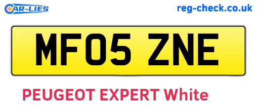 MF05ZNE are the vehicle registration plates.