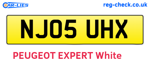 NJ05UHX are the vehicle registration plates.