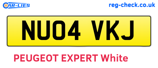 NU04VKJ are the vehicle registration plates.