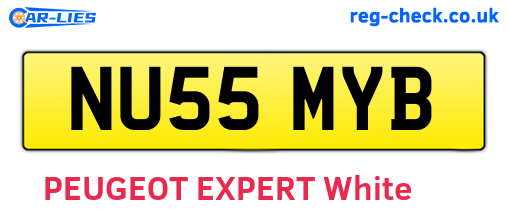 NU55MYB are the vehicle registration plates.