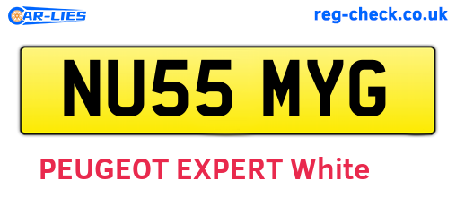 NU55MYG are the vehicle registration plates.