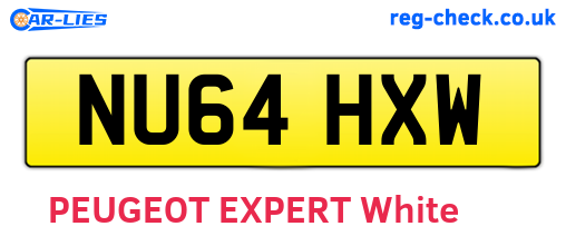 NU64HXW are the vehicle registration plates.