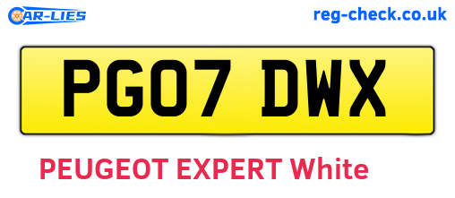 PG07DWX are the vehicle registration plates.