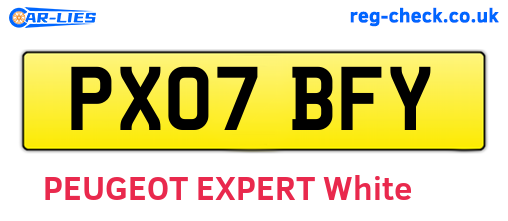 PX07BFY are the vehicle registration plates.