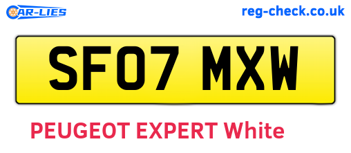 SF07MXW are the vehicle registration plates.
