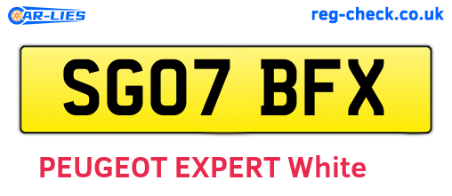 SG07BFX are the vehicle registration plates.