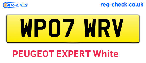 WP07WRV are the vehicle registration plates.